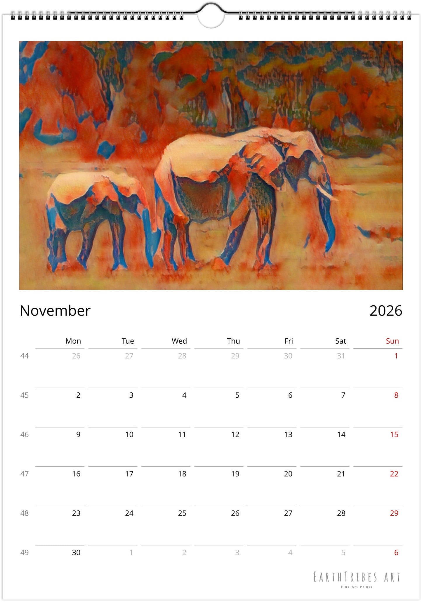 2026 Calendar - Soul of The Elephants