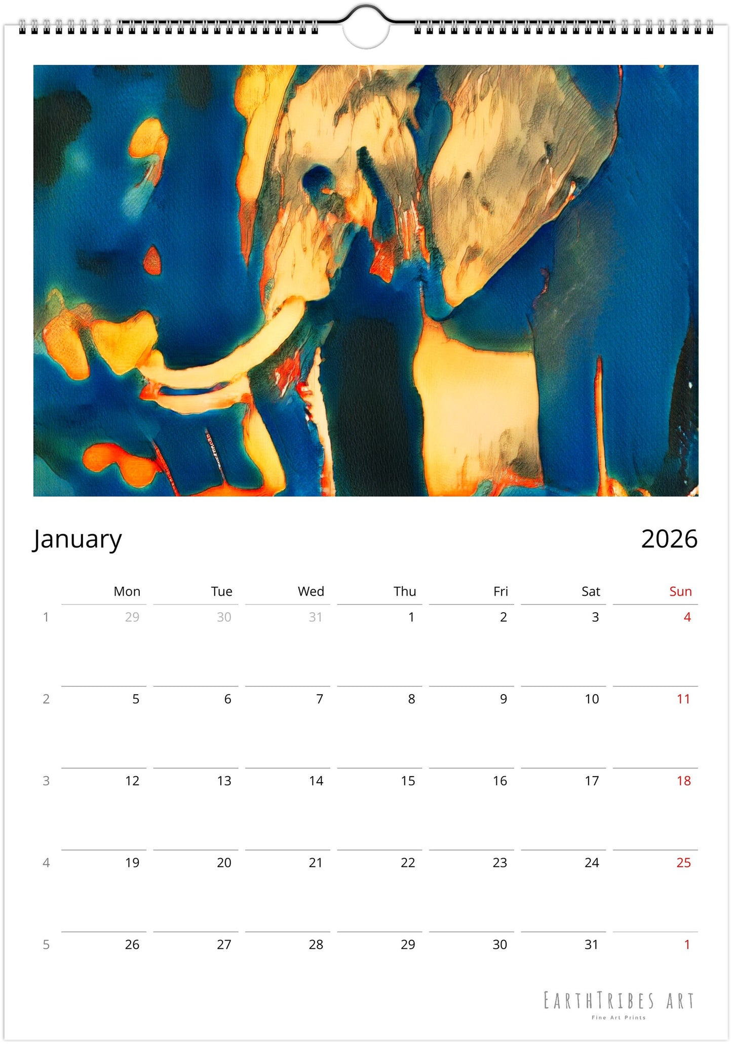 2026 Calendar - Soul of The Elephants