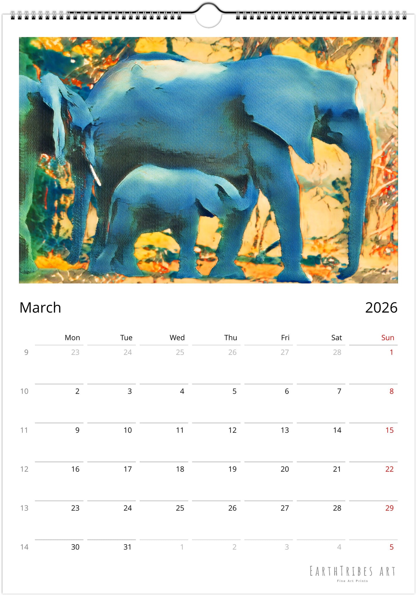 2026 Calendar - Soul of The Elephants
