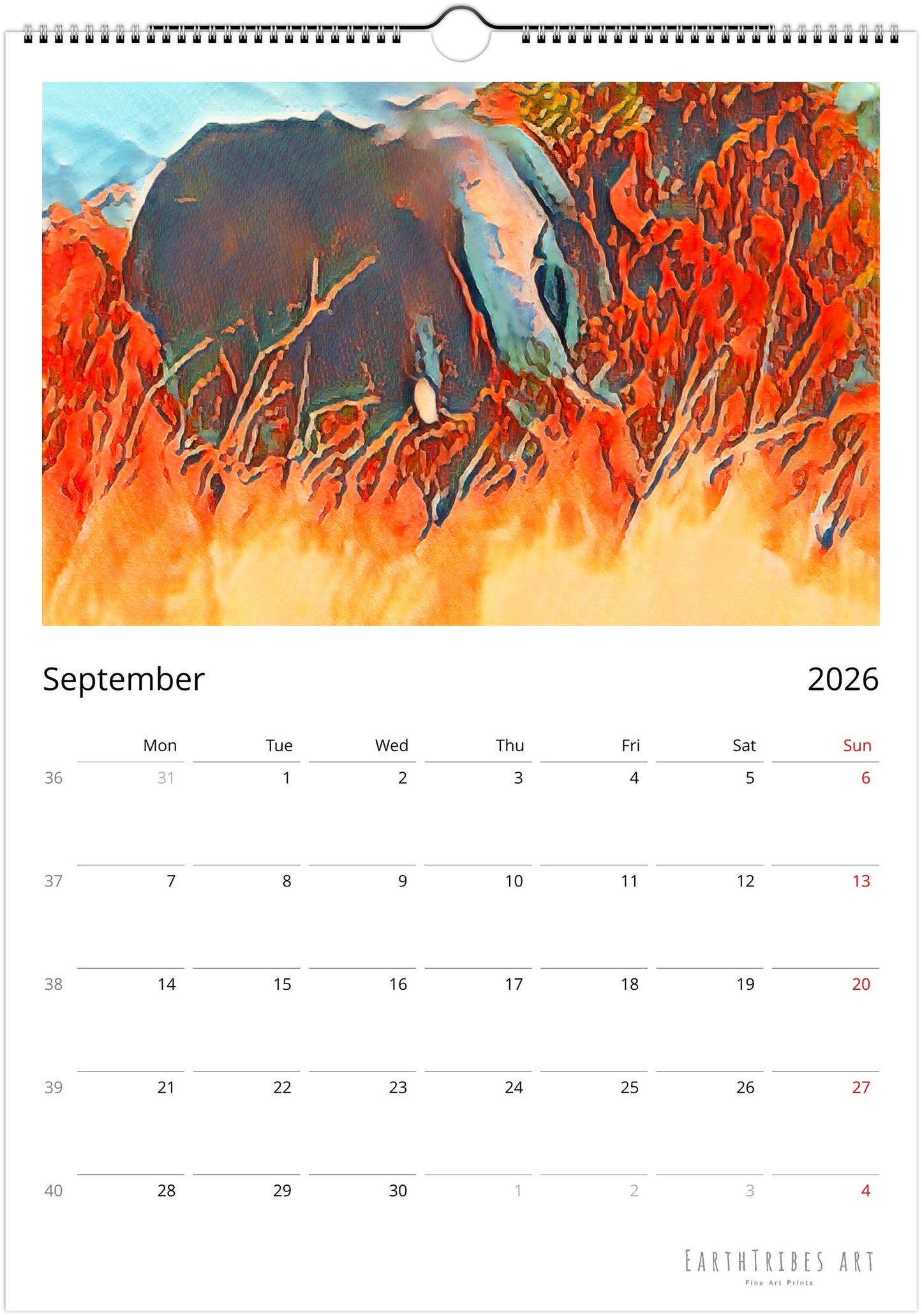 2026 Calendar - Soul of The Elephants